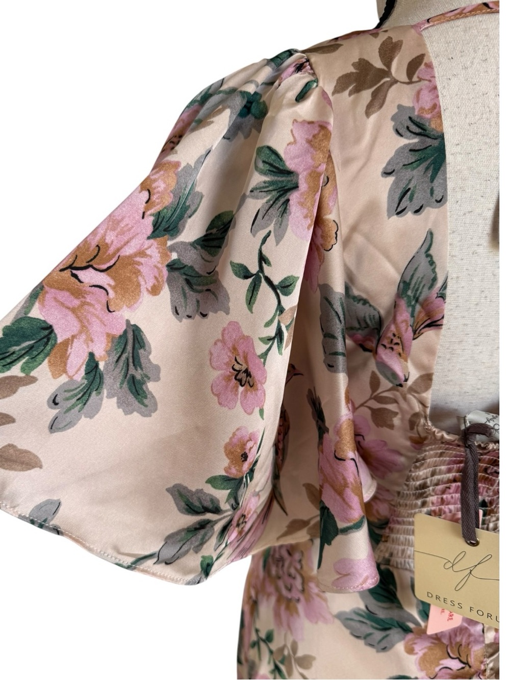 Dress Forum Morning Meadow Romance Floral Maxi Dress Ivory Pink Slit NWT Small - Picture 7 of 15
